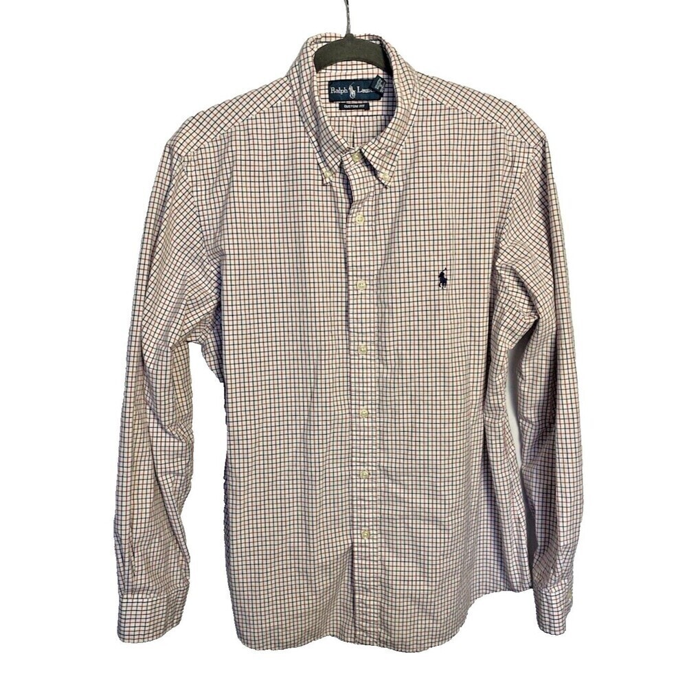 Ralph Lauren Mens Shirt Sz Large Button Down Long Sleeve Plaid Polo Pony